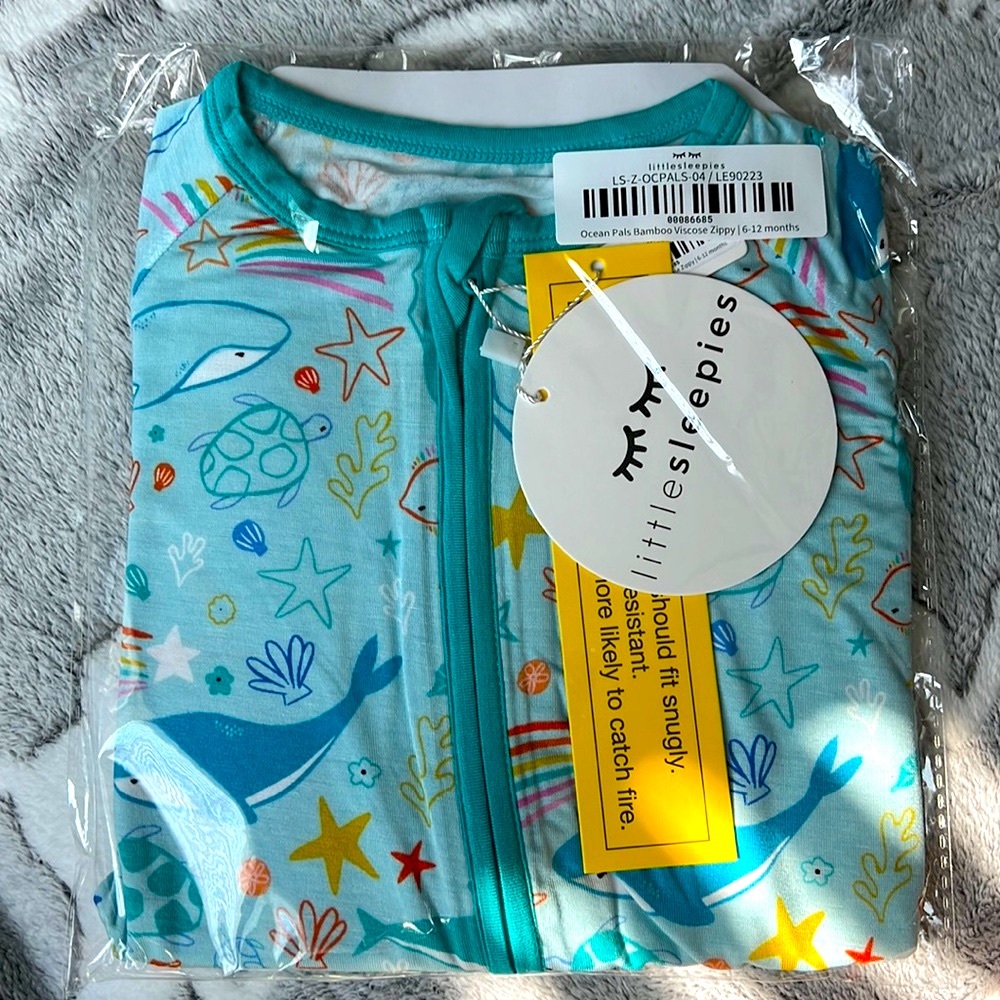 Little Sleepies NWT Ocean Pals Bamboo zippy 6-12 months